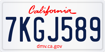 CA license plate 7KGJ589