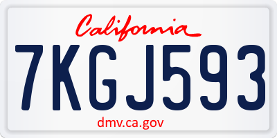 CA license plate 7KGJ593