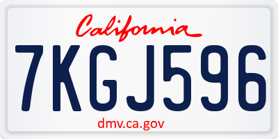 CA license plate 7KGJ596