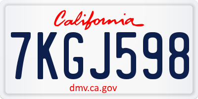 CA license plate 7KGJ598