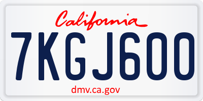 CA license plate 7KGJ600