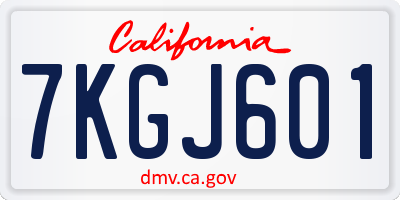 CA license plate 7KGJ601