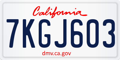 CA license plate 7KGJ603