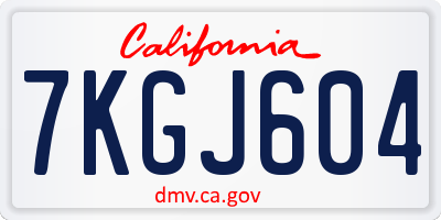 CA license plate 7KGJ604