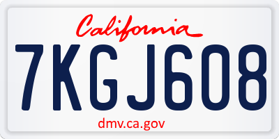 CA license plate 7KGJ608