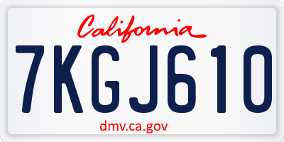 CA license plate 7KGJ610