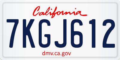 CA license plate 7KGJ612