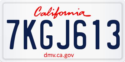 CA license plate 7KGJ613