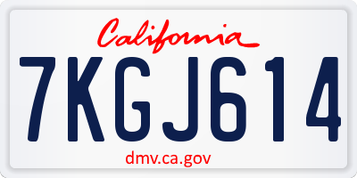 CA license plate 7KGJ614