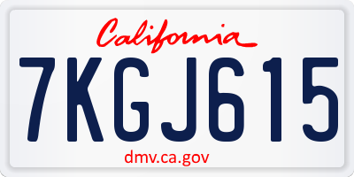 CA license plate 7KGJ615