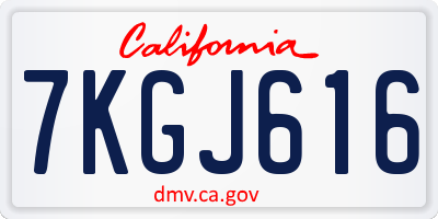 CA license plate 7KGJ616