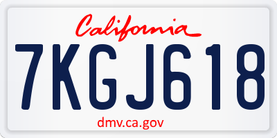 CA license plate 7KGJ618