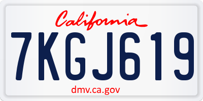 CA license plate 7KGJ619