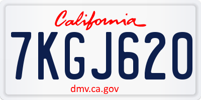 CA license plate 7KGJ620