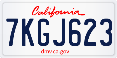 CA license plate 7KGJ623