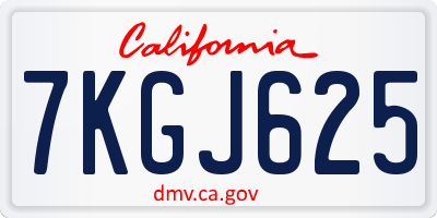 CA license plate 7KGJ625