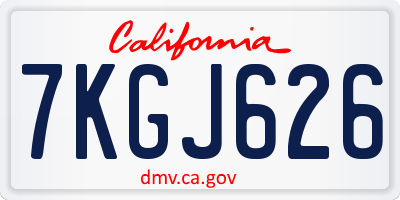 CA license plate 7KGJ626