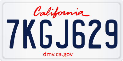 CA license plate 7KGJ629