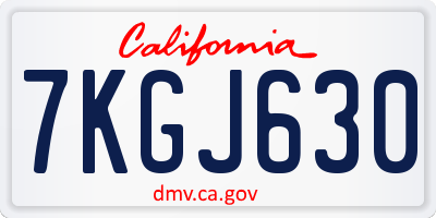 CA license plate 7KGJ630