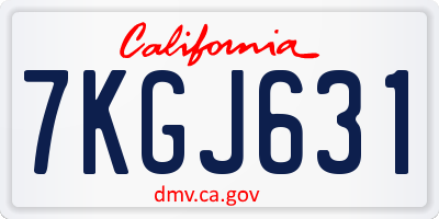 CA license plate 7KGJ631