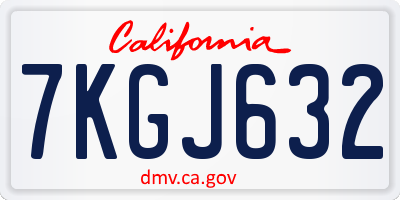 CA license plate 7KGJ632