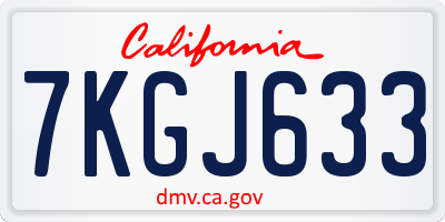 CA license plate 7KGJ633