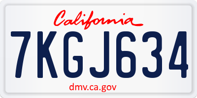 CA license plate 7KGJ634