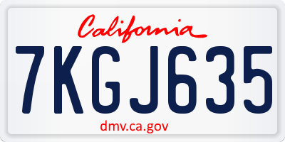 CA license plate 7KGJ635
