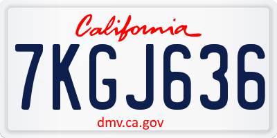 CA license plate 7KGJ636