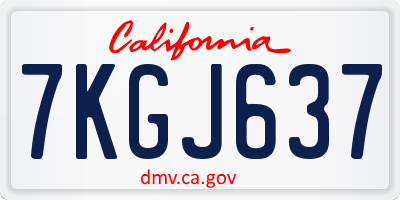 CA license plate 7KGJ637