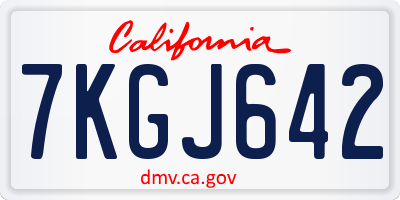 CA license plate 7KGJ642