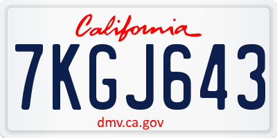 CA license plate 7KGJ643