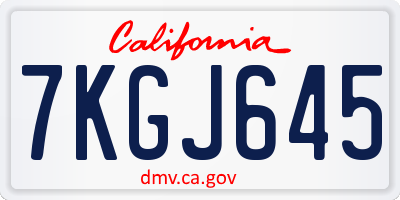 CA license plate 7KGJ645