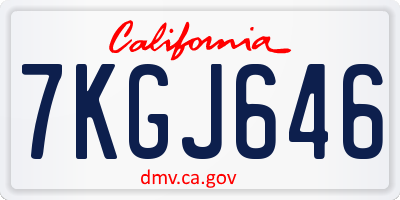 CA license plate 7KGJ646