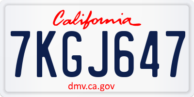 CA license plate 7KGJ647