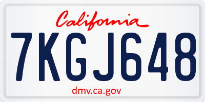 CA license plate 7KGJ648