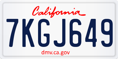 CA license plate 7KGJ649