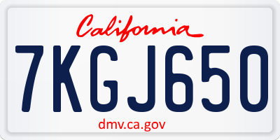 CA license plate 7KGJ650