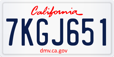 CA license plate 7KGJ651