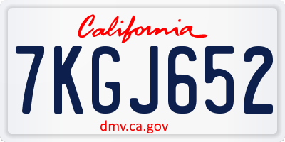 CA license plate 7KGJ652