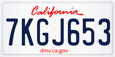 CA license plate 7KGJ653