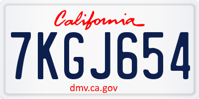 CA license plate 7KGJ654