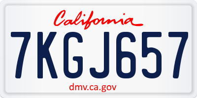CA license plate 7KGJ657