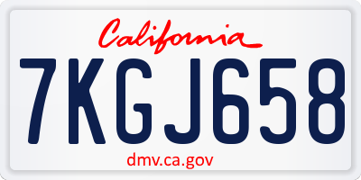 CA license plate 7KGJ658