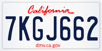 CA license plate 7KGJ662