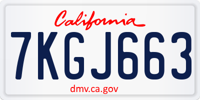 CA license plate 7KGJ663