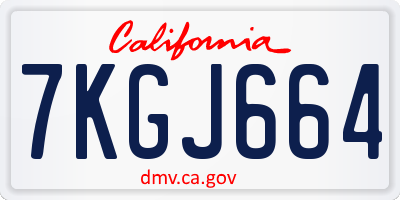 CA license plate 7KGJ664