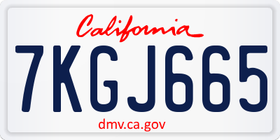 CA license plate 7KGJ665