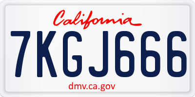 CA license plate 7KGJ666