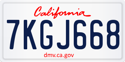 CA license plate 7KGJ668